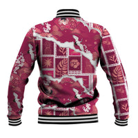 Hawaii Japanese Culture Pink Baseball Jacket Spring Cranes Aloha Pattern LT01 - Polynesian Pride