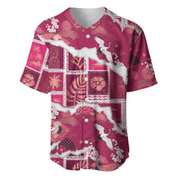 Hawaii Japanese Culture Pink Baseball Jersey Spring Cranes Aloha Pattern LT01 Pink - Polynesian Pride