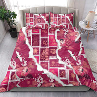 Hawaii Japanese Culture Pink Bedding Set Spring Cranes Aloha Pattern LT01 - Polynesian Pride