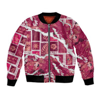 Hawaii Japanese Culture Pink Bomber Jacket Spring Cranes Aloha Pattern LT01 Unisex Pink - Polynesian Pride