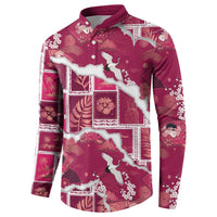 Hawaii Japanese Culture Pink Button Sweatshirt Spring Cranes Aloha Pattern LT01 - Polynesian Pride
