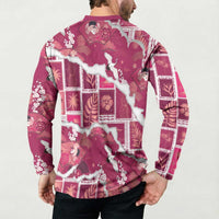 Hawaii Japanese Culture Pink Button Sweatshirt Spring Cranes Aloha Pattern LT01 - Polynesian Pride