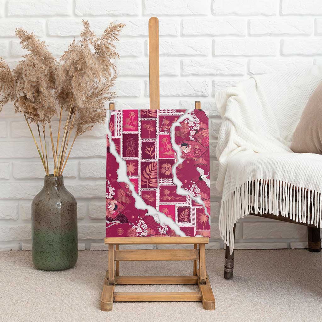 Hawaii Japanese Culture Pink Canvas Wall Art Spring Cranes Aloha Pattern LT01 - Polynesian Pride
