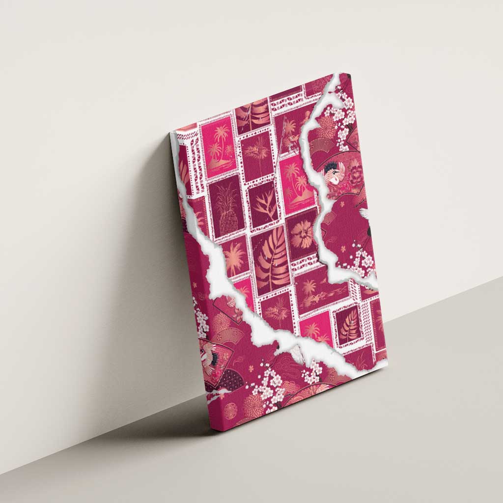 Hawaii Japanese Culture Pink Canvas Wall Art Spring Cranes Aloha Pattern LT01 - Polynesian Pride