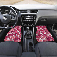 Hawaii Japanese Culture Pink Car Mats Spring Cranes Aloha Pattern LT01 Set 2pcs - Front Pink - Polynesian Pride