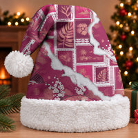 Hawaii Japanese Culture Pink Christmas Santa Hat Spring Cranes Aloha Pattern LT01 With Fur Pink - Polynesian Pride