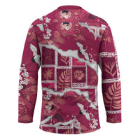 Hawaii Japanese Culture Pink Hockey Jersey Spring Cranes Aloha Pattern LT01 - Polynesian Pride