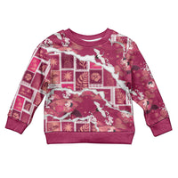 Hawaii Japanese Culture Pink Kid Ugly Christmas Sweater Spring Cranes Aloha Pattern LT01 Kid Pink - Polynesian Pride
