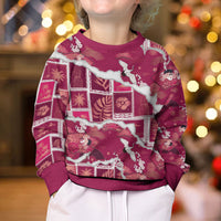 Hawaii Japanese Culture Pink Kid Ugly Christmas Sweater Spring Cranes Aloha Pattern LT01 - Polynesian Pride