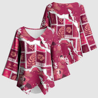 Hawaii Japanese Culture Pink Kimono Sleeve Blouse Spring Cranes Aloha Pattern LT01 - Polynesian Pride