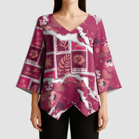 Hawaii Japanese Culture Pink Kimono Sleeve Blouse Spring Cranes Aloha Pattern LT01 - Polynesian Pride