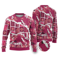Hawaii Japanese Culture Pink Ugly Christmas Sweater Spring Cranes Aloha Pattern LT01 Pink - Polynesian Pride