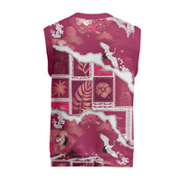 Hawaii Japanese Culture Pink Christmas Knitted V-Neck Vest Spring Cranes Aloha Pattern LT01 - Polynesian Pride