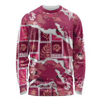 Hawaii Japanese Culture Pink Long Sleeve Shirt Spring Cranes Aloha Pattern LT01 Unisex Pink - Polynesian Pride
