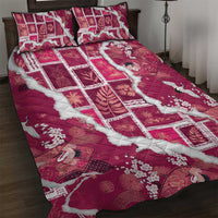 Hawaii Japanese Culture Pink Quilt Bed Set Spring Cranes Aloha Pattern LT01 Pink - Polynesian Pride
