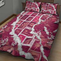 Hawaii Japanese Culture Pink Quilt Bed Set Spring Cranes Aloha Pattern LT01 - Polynesian Pride