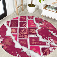 Hawaii Japanese Culture Pink Round Carpet Spring Cranes Aloha Pattern LT01 Pink - Polynesian Pride