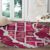 Hawaii Japanese Culture Pink Round Carpet Spring Cranes Aloha Pattern LT01 - Polynesian Pride