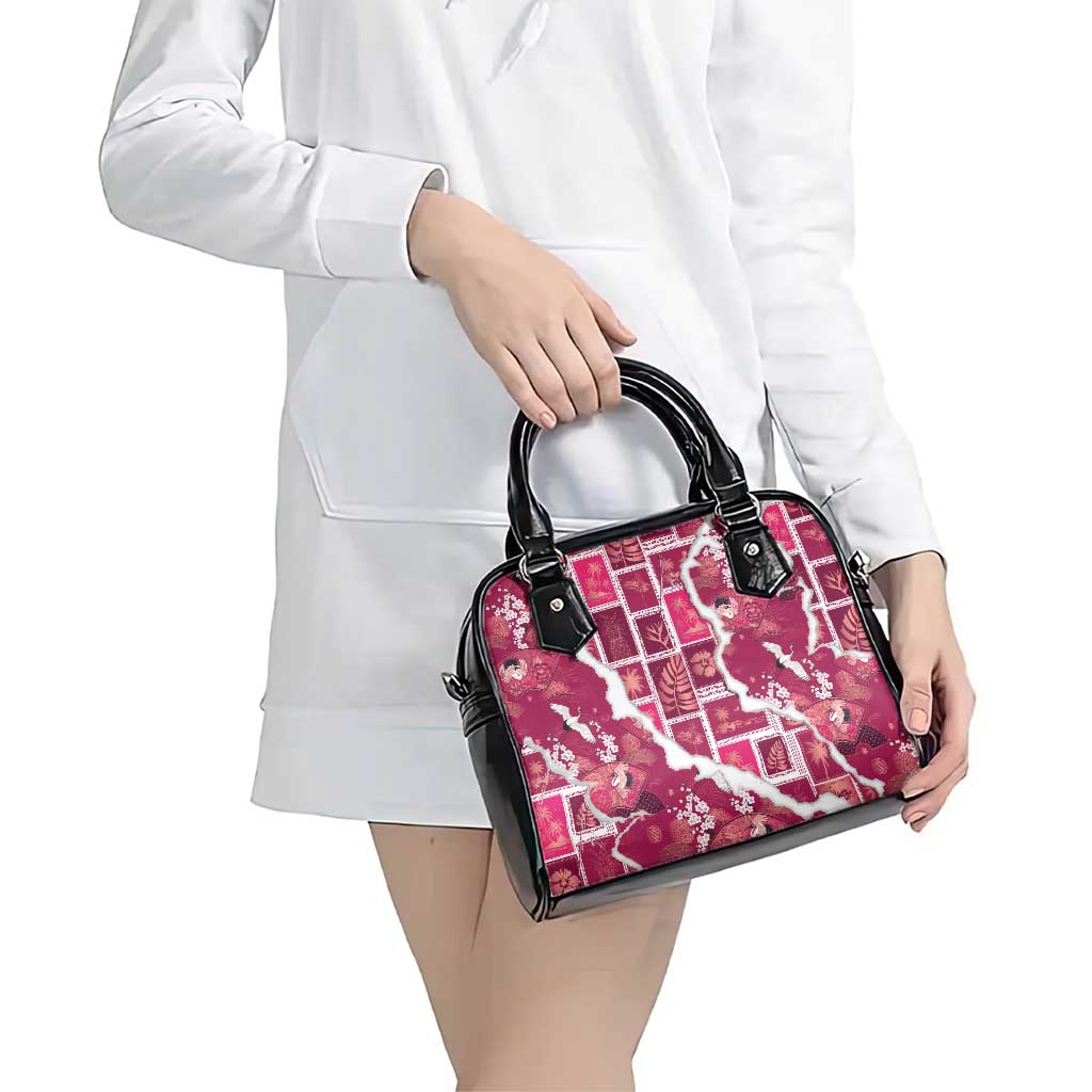 Hawaii Japanese Culture Pink Shoulder Handbag Spring Cranes Aloha Pattern LT01 - Polynesian Pride