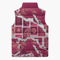 Hawaii Japanese Culture Pink Sleeveless Puffer Jacket Spring Cranes Aloha Pattern LT01 - Polynesian Pride
