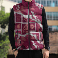 Hawaii Japanese Culture Pink Sleeveless Puffer Jacket Spring Cranes Aloha Pattern LT01 - Polynesian Pride