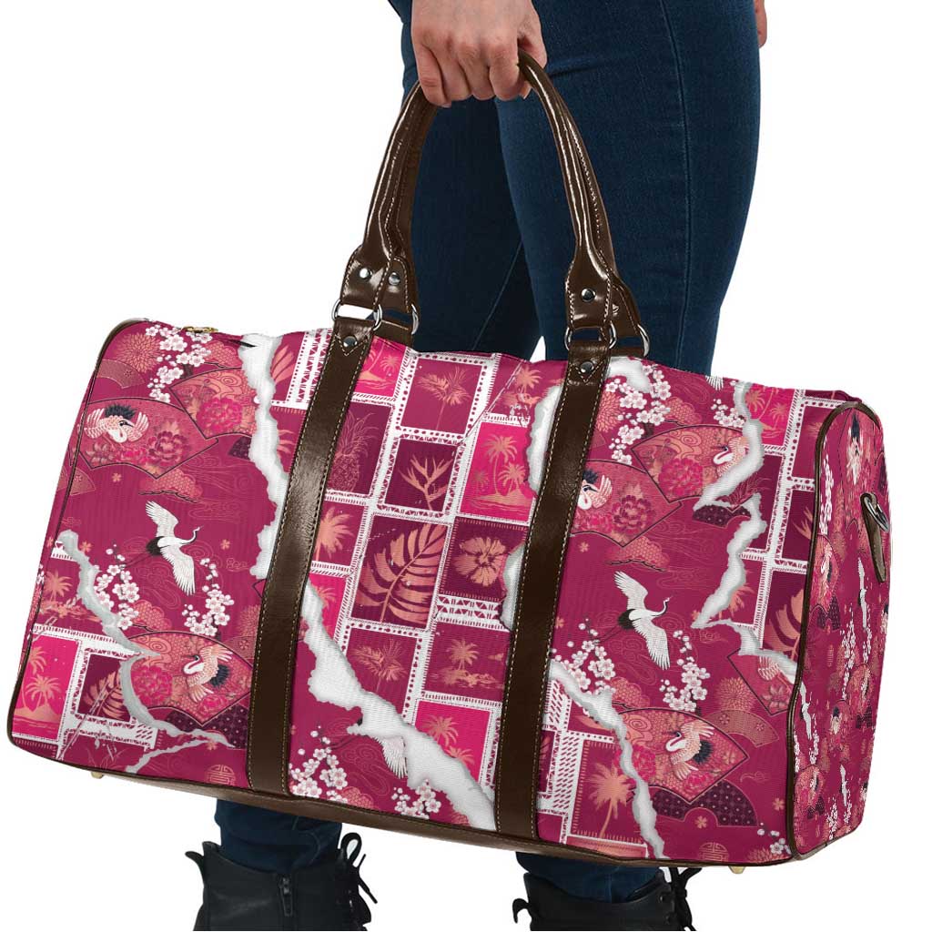 Hawaii Japanese Culture Pink Travel Bag Spring Cranes Aloha Pattern LT01 - Polynesian Pride