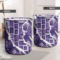Hawaii Japanese Culture Purple Laundry Basket Spring Cranes Aloha Pattern LT01 - Polynesian Pride