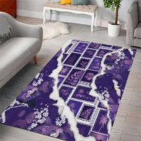 Hawaii Japanese Culture Purple Area Rug Spring Cranes Aloha Pattern LT01 - Polynesian Pride