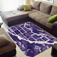 Hawaii Japanese Culture Purple Area Rug Spring Cranes Aloha Pattern LT01 - Polynesian Pride