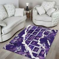 Hawaii Japanese Culture Purple Area Rug Spring Cranes Aloha Pattern LT01 - Polynesian Pride