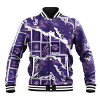 Hawaii Japanese Culture Purple Baseball Jacket Spring Cranes Aloha Pattern LT01 Unisex Purple - Polynesian Pride