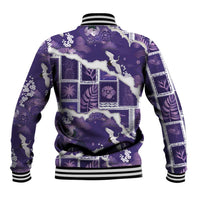 Hawaii Japanese Culture Purple Baseball Jacket Spring Cranes Aloha Pattern LT01 - Polynesian Pride