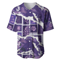 Hawaii Japanese Culture Purple Baseball Jersey Spring Cranes Aloha Pattern LT01 Purple - Polynesian Pride