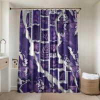 Hawaii Japanese Culture Purple Bathroom Set Spring Cranes Aloha Pattern LT01 Shower Curtain Only Purple - Polynesian Pride