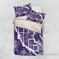 Hawaii Japanese Culture Purple Bedding Set Spring Cranes Aloha Pattern LT01 US Twin 172cm x 218cm Purple - Polynesian Pride