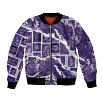 Hawaii Japanese Culture Purple Bomber Jacket Spring Cranes Aloha Pattern LT01 Unisex Purple - Polynesian Pride