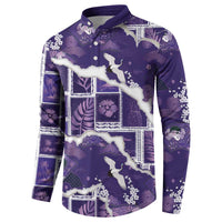 Hawaii Japanese Culture Purple Button Sweatshirt Spring Cranes Aloha Pattern LT01 - Polynesian Pride