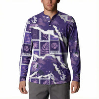 Hawaii Japanese Culture Purple Button Sweatshirt Spring Cranes Aloha Pattern LT01 - Polynesian Pride