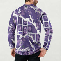 Hawaii Japanese Culture Purple Button Sweatshirt Spring Cranes Aloha Pattern LT01 - Polynesian Pride