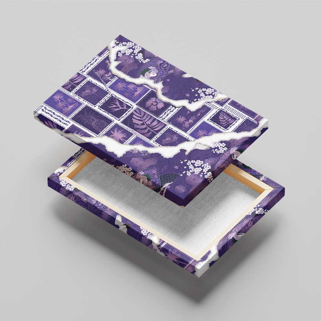 Hawaii Japanese Culture Purple Canvas Wall Art Spring Cranes Aloha Pattern LT01 - Polynesian Pride