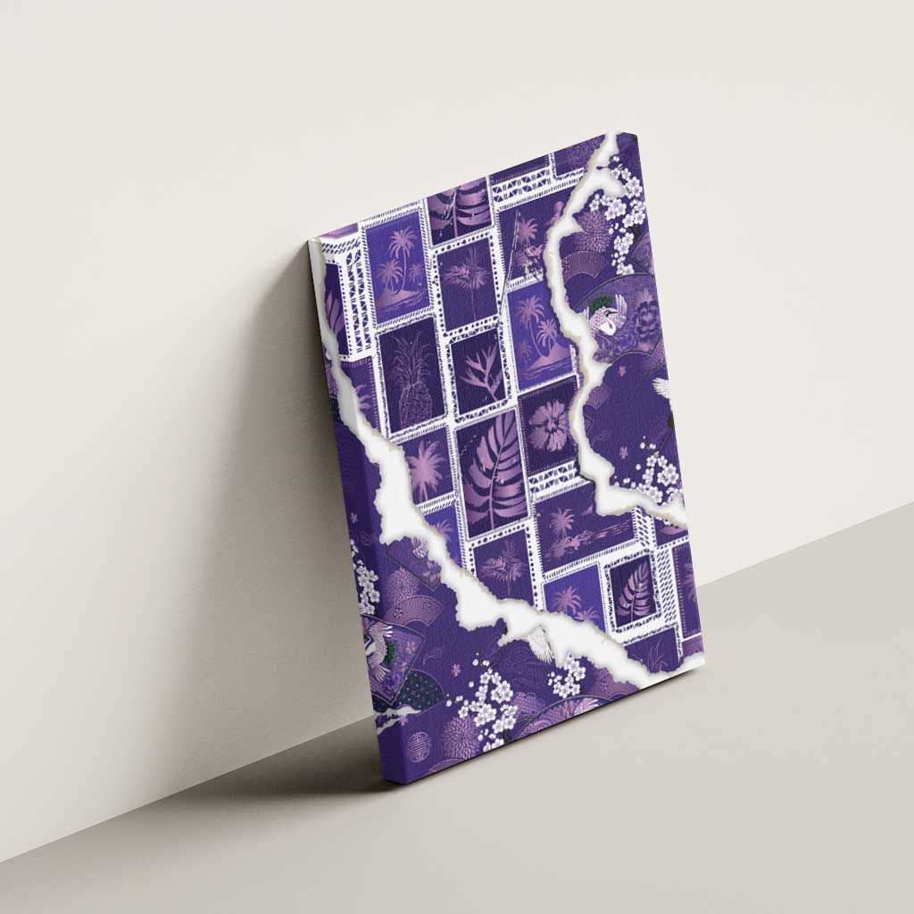 Hawaii Japanese Culture Purple Canvas Wall Art Spring Cranes Aloha Pattern LT01 - Polynesian Pride