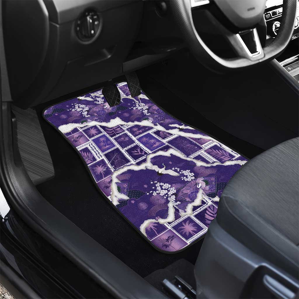 Hawaii Japanese Culture Purple Car Mats Spring Cranes Aloha Pattern LT01 - Polynesian Pride