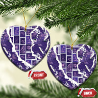 Hawaii Japanese Culture Purple Ceramic Ornament Spring Cranes Aloha Pattern LT01 Heart Purple - Polynesian Pride