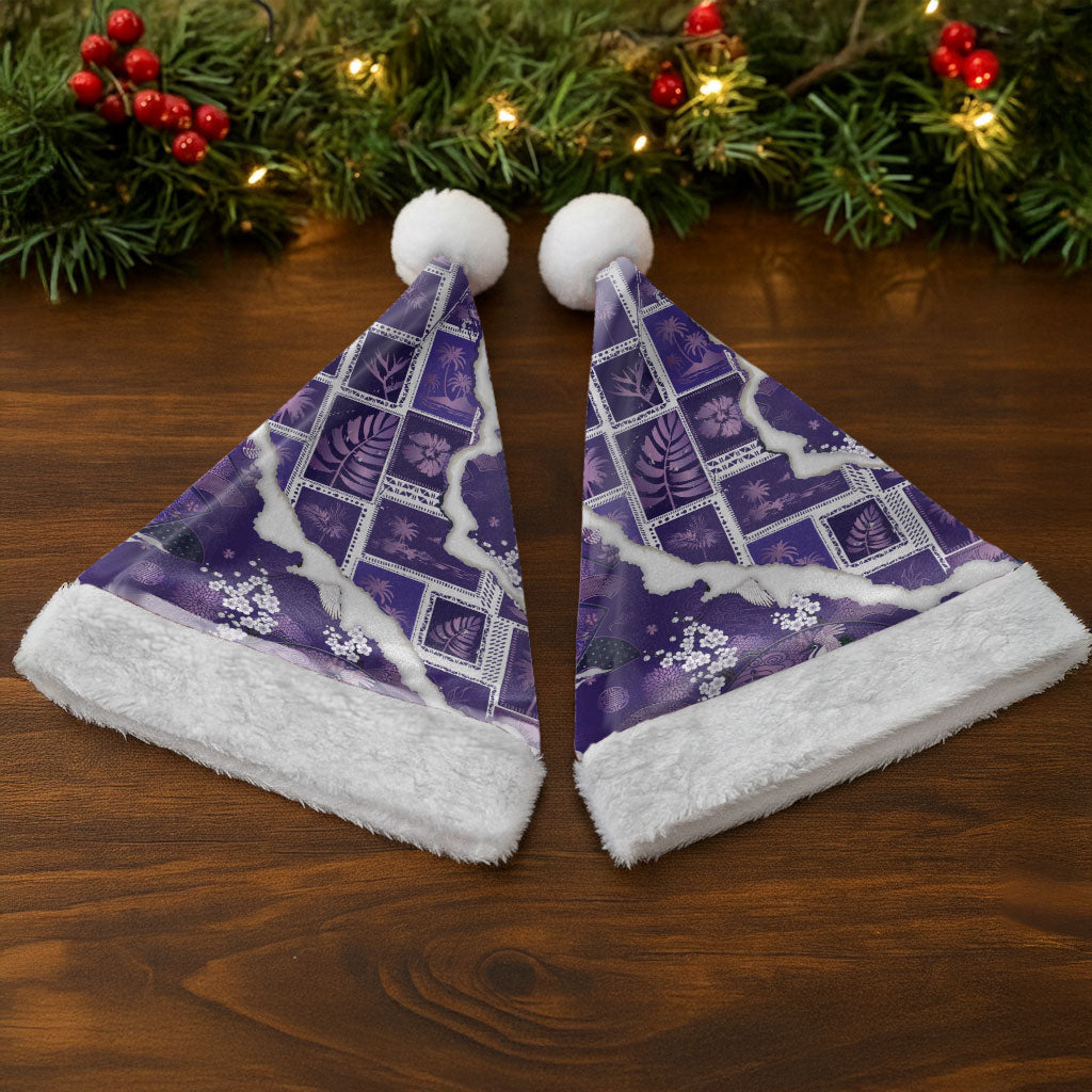 Hawaii Japanese Culture Purple Christmas Santa Hat Spring Cranes Aloha Pattern LT01 - Polynesian Pride