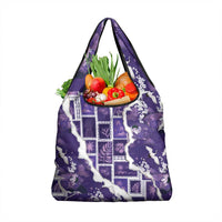 Hawaii Japanese Culture Purple Grocery Bag Spring Cranes Aloha Pattern LT01 1-pack One Size Purple - Polynesian Pride