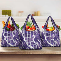 Hawaii Japanese Culture Purple Grocery Bag Spring Cranes Aloha Pattern LT01 3-pack One Size Purple - Polynesian Pride