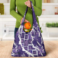 Hawaii Japanese Culture Purple Grocery Bag Spring Cranes Aloha Pattern LT01 - Polynesian Pride