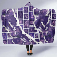 Hawaii Japanese Culture Purple Hooded Blanket Spring Cranes Aloha Pattern LT01 One Size Purple - Polynesian Pride