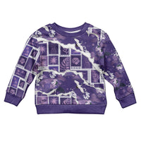 Hawaii Japanese Culture Purple Kid Ugly Christmas Sweater Spring Cranes Aloha Pattern LT01 Kid Purple - Polynesian Pride