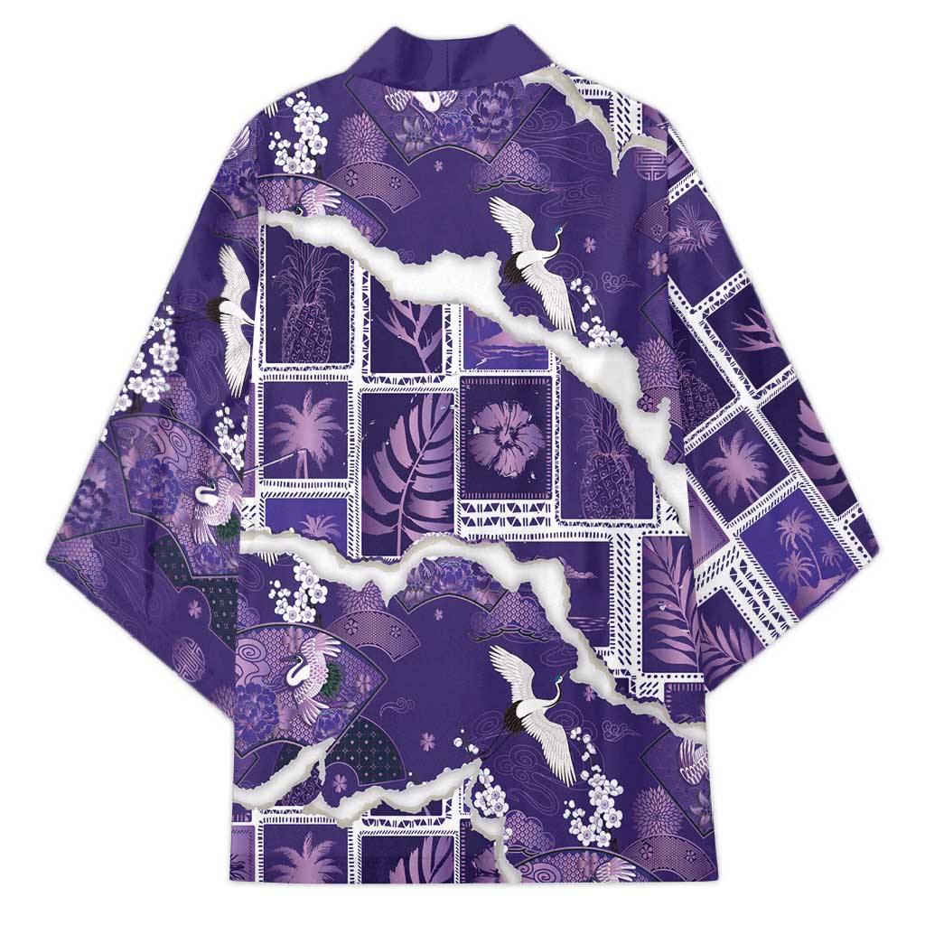 Hawaii Japanese Culture Purple Kimono Spring Cranes Aloha Pattern LT01 - Polynesian Pride